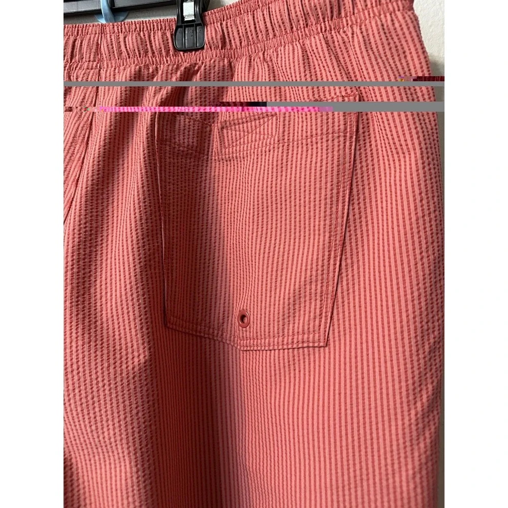 Old Navy Mens Pink Seersucker Striped Swim Trunks Elastic Waist Shorts Size M